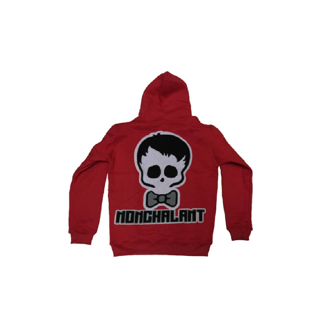 NONCHALANT "SKULL" HOODIE RED